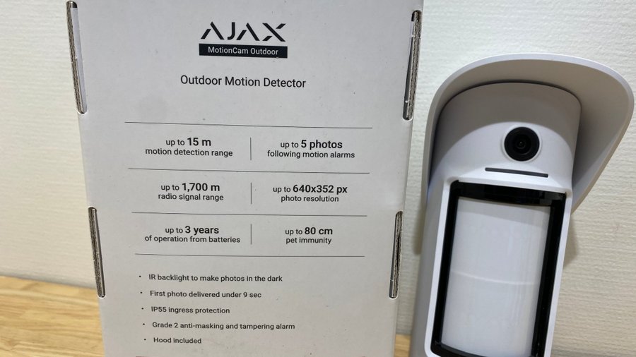 Ajax Alarm Systems MotionCam Outdoor Rörelsedektor med Kamera Trådlös Vit