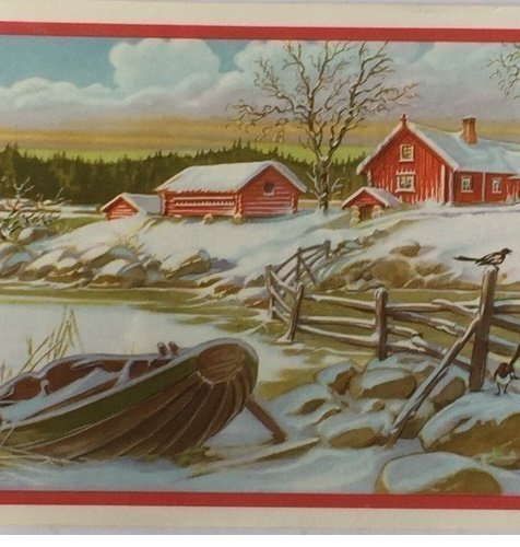 Curt NYSTRÖM (Jennys son): Vintergård med ekaÄkta 1940tSTOR pappersbonad80x33