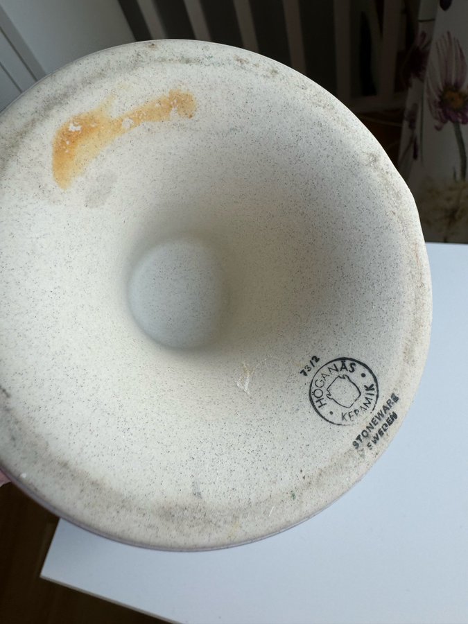 Höganäs keramik 2 st krukor ytterfoder stämplade ampel hängampel kruka 70-tal