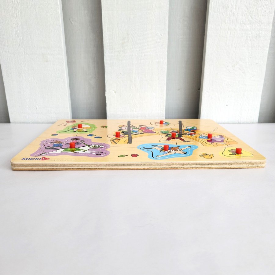 Wooden Pippi Circus Peg Puzzle 8 Pieces Astrid Lindgren Micki