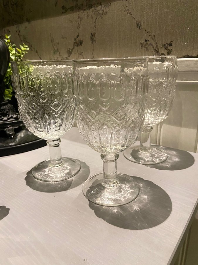 ZARA HOME 3 st glas på fot med relief mönster