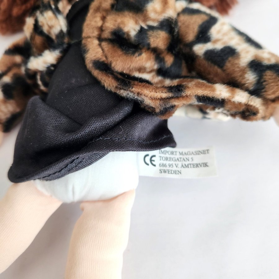 Cloth  Yarn Doll Brown Hair Leopard Print Coat Go Go Boots Fingernails