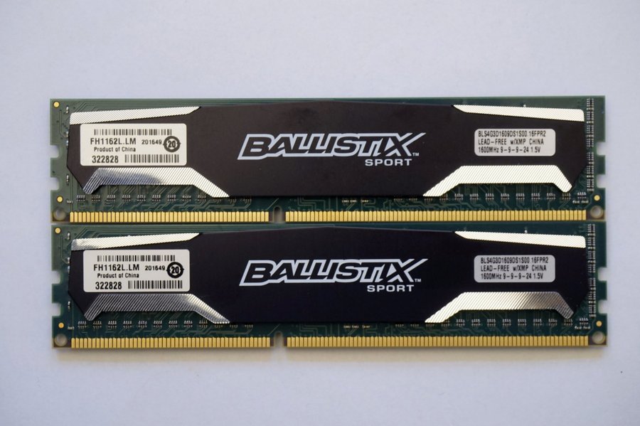 16GB (4x4GB) DDR3-1600 Crucial Ballistix Sport Low Profile