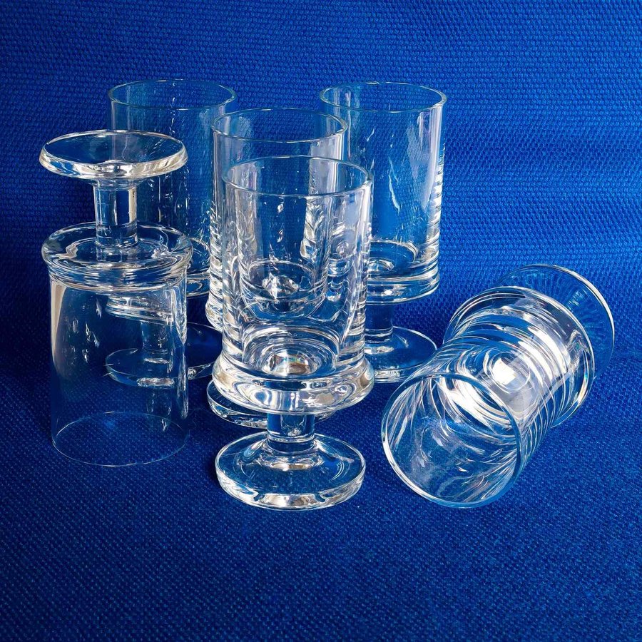 ERIK HENNIX JOHANSFORS GLASBRUK 6 ST SNAPSGLAS/BRÄNNVINSGLAS B 2300 1970-TAL