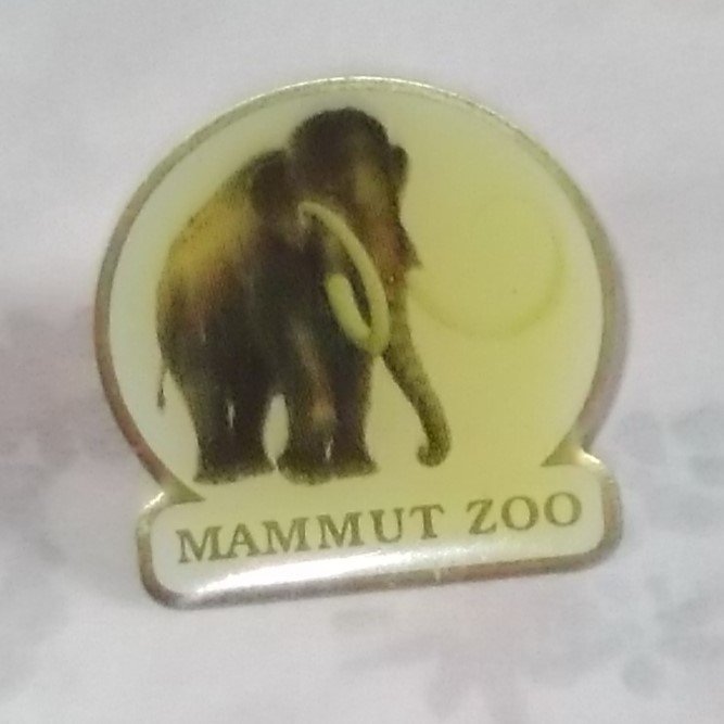 Unik Äldre Pin MAMMUT ZOO samlarobjekt Gulguldig Knapp Accessoar Samlarpryl Fin