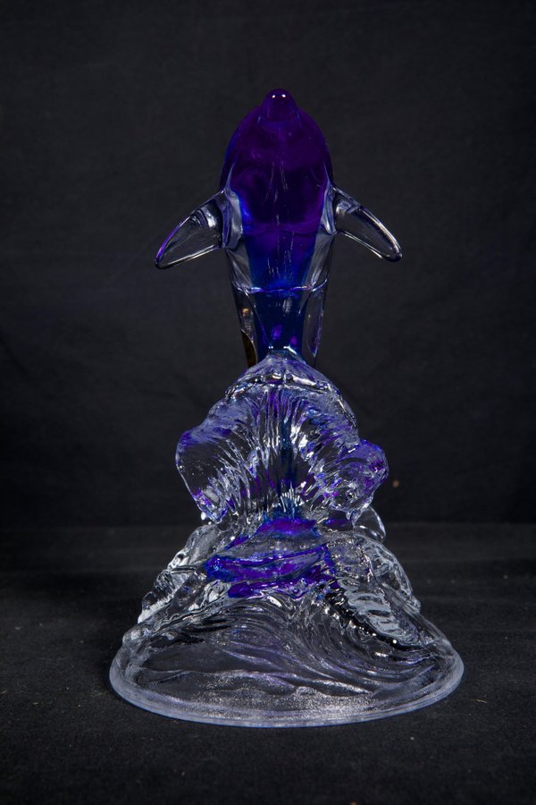 SKULPTUR 24% blykristall Cristal D´Arques Frankrike Delfin