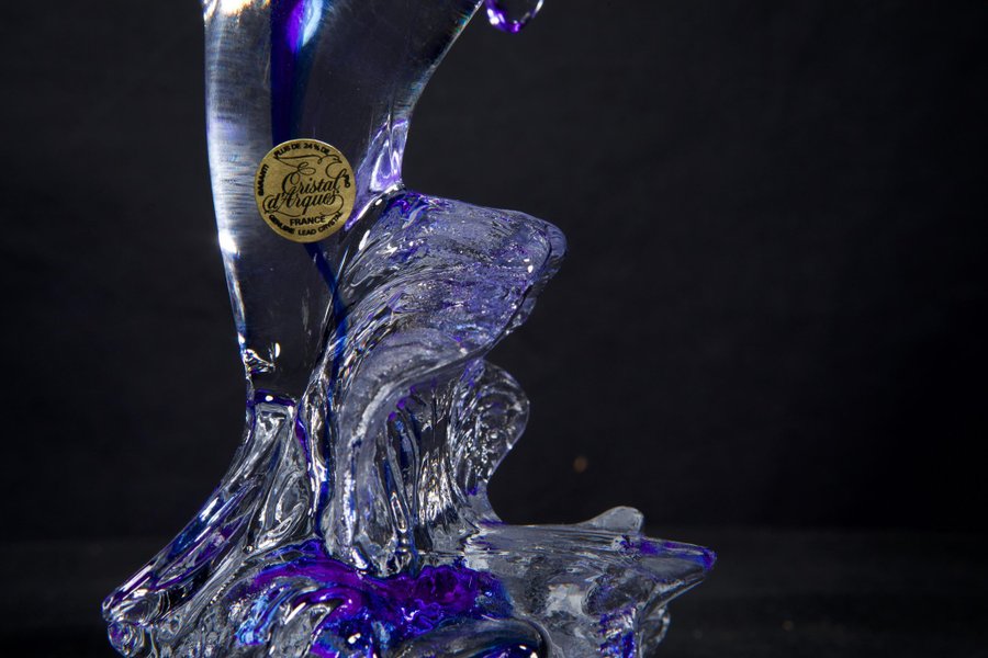 SKULPTUR 24% blykristall Cristal D´Arques Frankrike Delfin