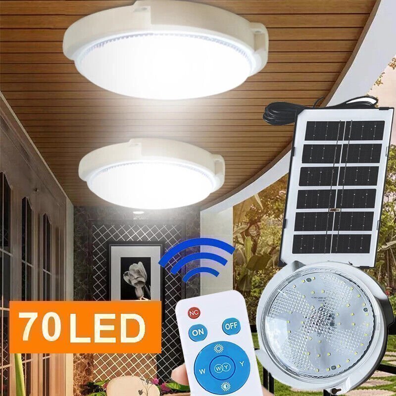 Soldriven lampa med solpanel med inbyggt batteri 2400 mah