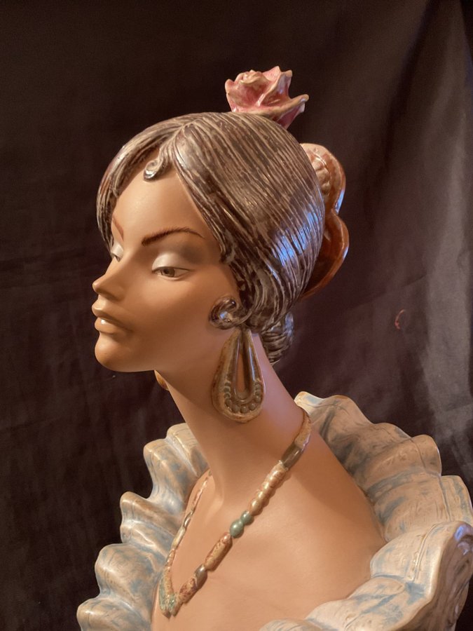 Vintage Lladro "Lola Rose" Maja Senorita skulpterad figur med huvudbyst Sällsynt