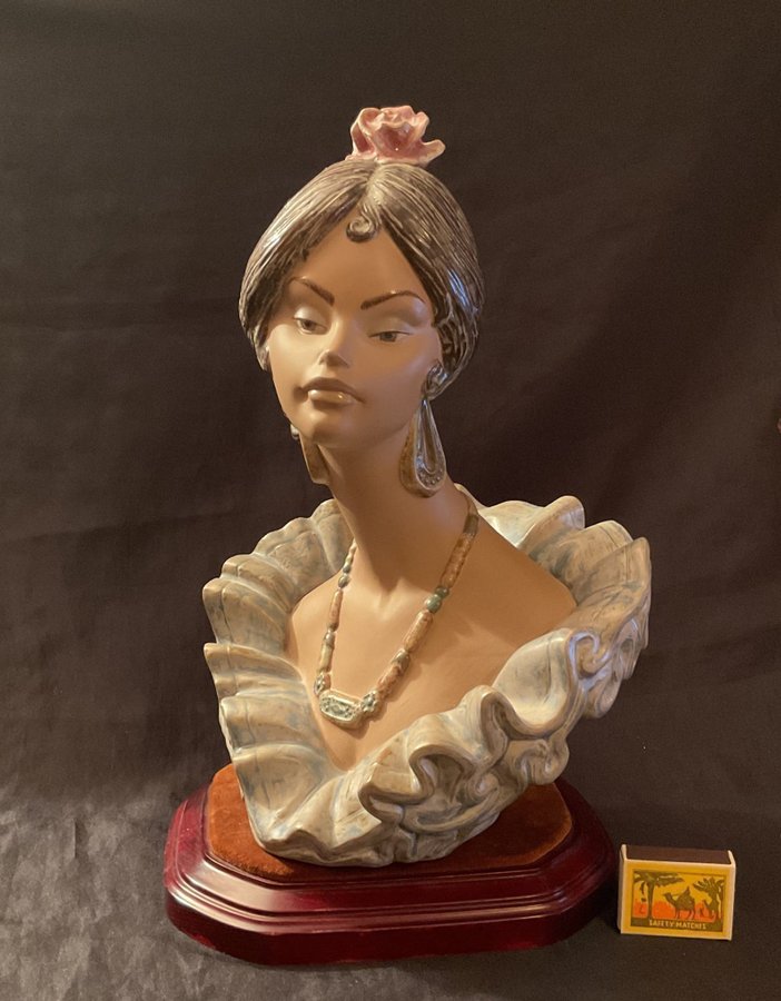Vintage Lladro "Lola Rose" Maja Senorita skulpterad figur med huvudbyst Sällsynt