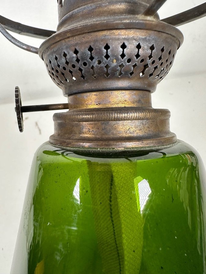 Vintage Oljelampa Kosmos Brenner German Oil Lamp fotogenlampa ovanlig glasbas