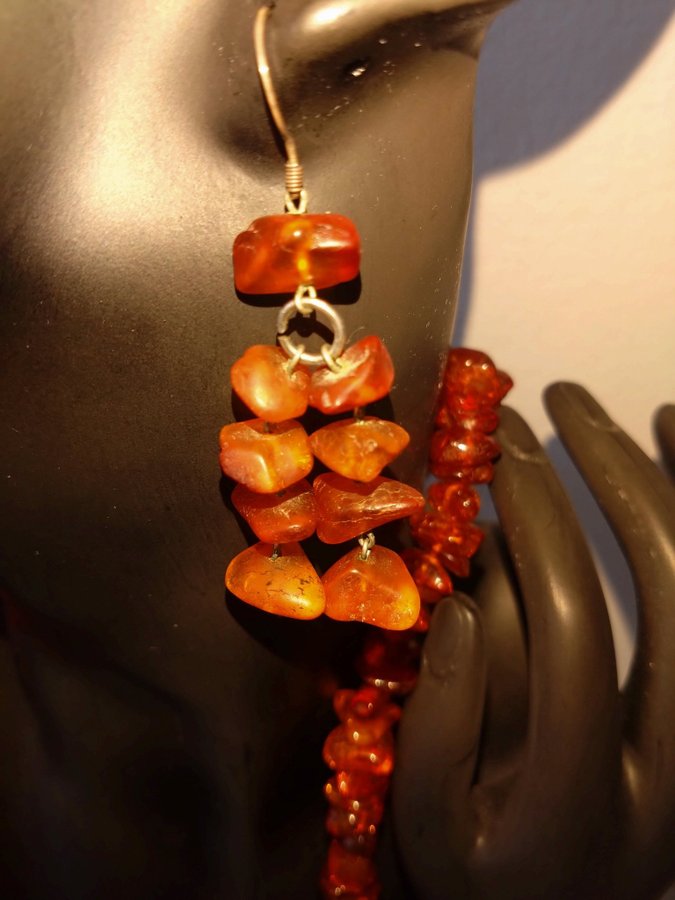 bärnsten halsband och örhänge amber