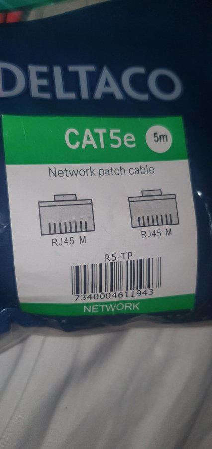 HELT NY 5M cate nätverkskabel DELTACO