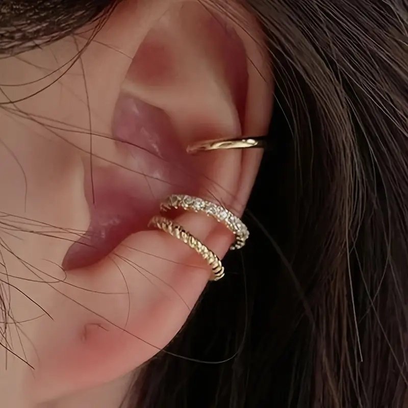 Örhängen set boho cuff justerbar öronsmycke clip trendig boho indiskt guldig
