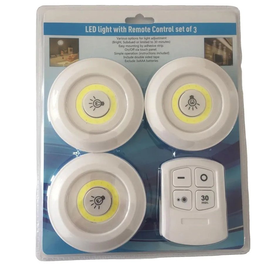 Nattlampor 3-Pack med fjärrkontroll och timer-funktion