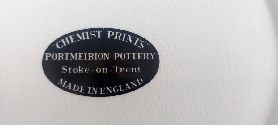 Jätte-skål Portmeirion England Chemist Prints Superfin Retro