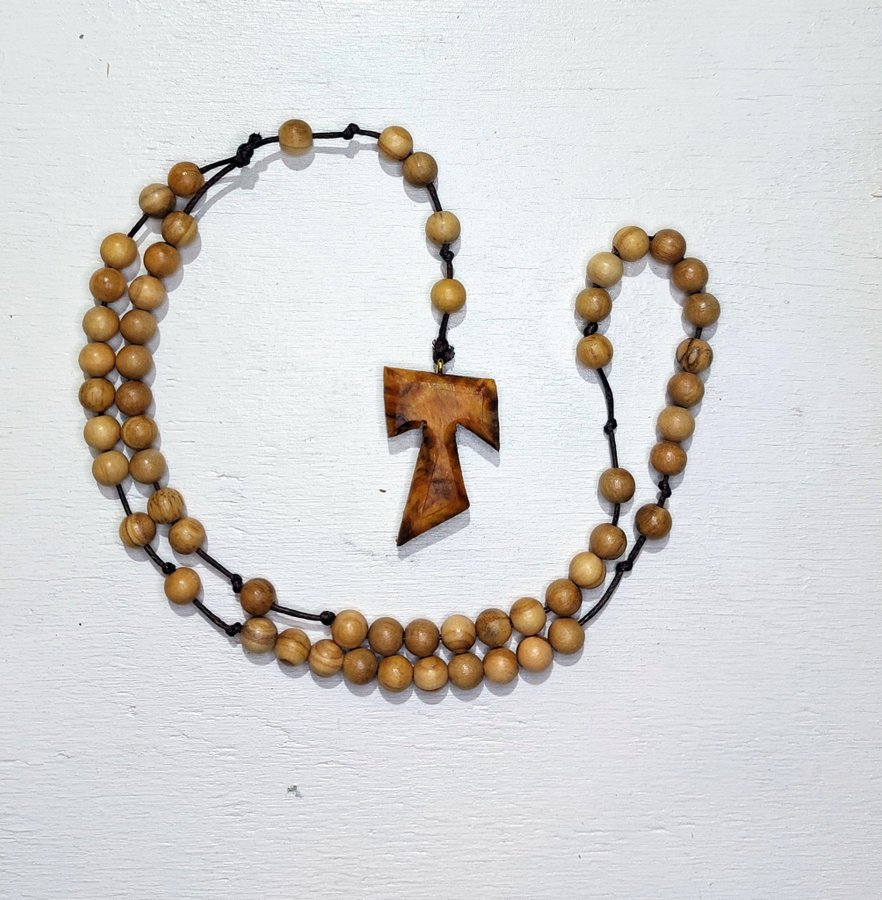 Rosary Tau of St Francis of Assisi SP handmade wood Cross olive wood