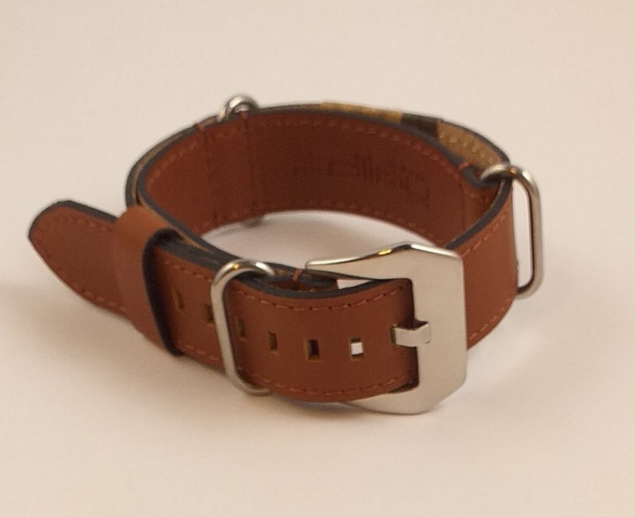 Vintage - Nato - Äkta läder klockarmband - Svart - 22 mm - Spanska Diloy