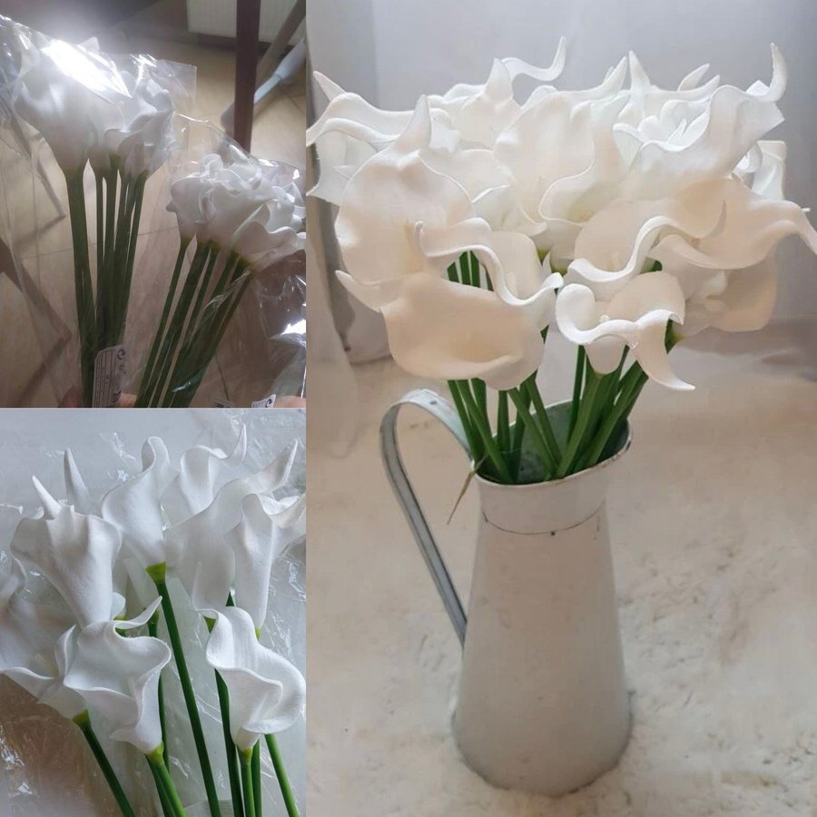 10 st NYA konstgjorda vita tulpaner plastblomma 34 cm