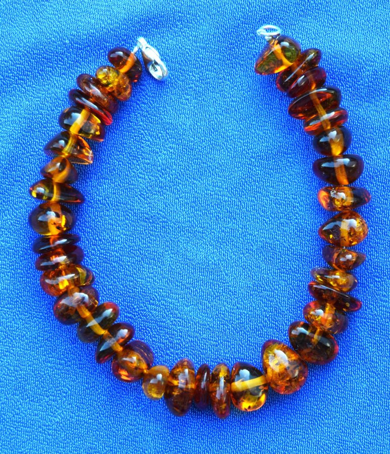 ARMBAND i ÄKTA BALTISK BÄRNSTEN Silverlås Östersjö-Rav BALTIC AMBER