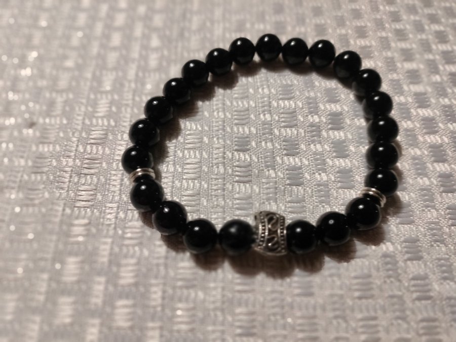 Armband Naturligt halvädelsten Svart obsidian.