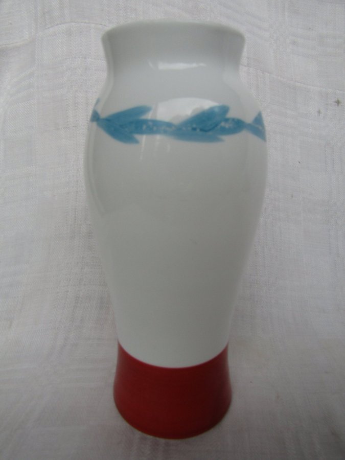 Art Deco Åfors glasbruk handmålad glasvas mjölkglas glas opalinglas vintage 20cm