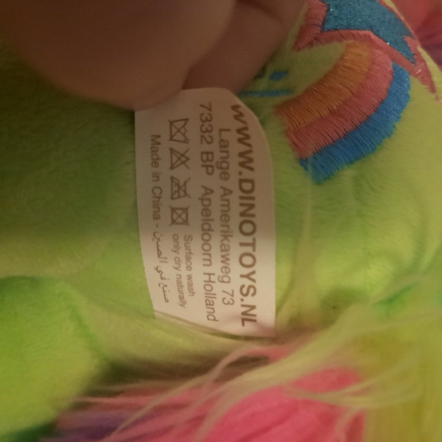 Green Unicorn Plush Stuffed Animal Toy Rainbow Fur