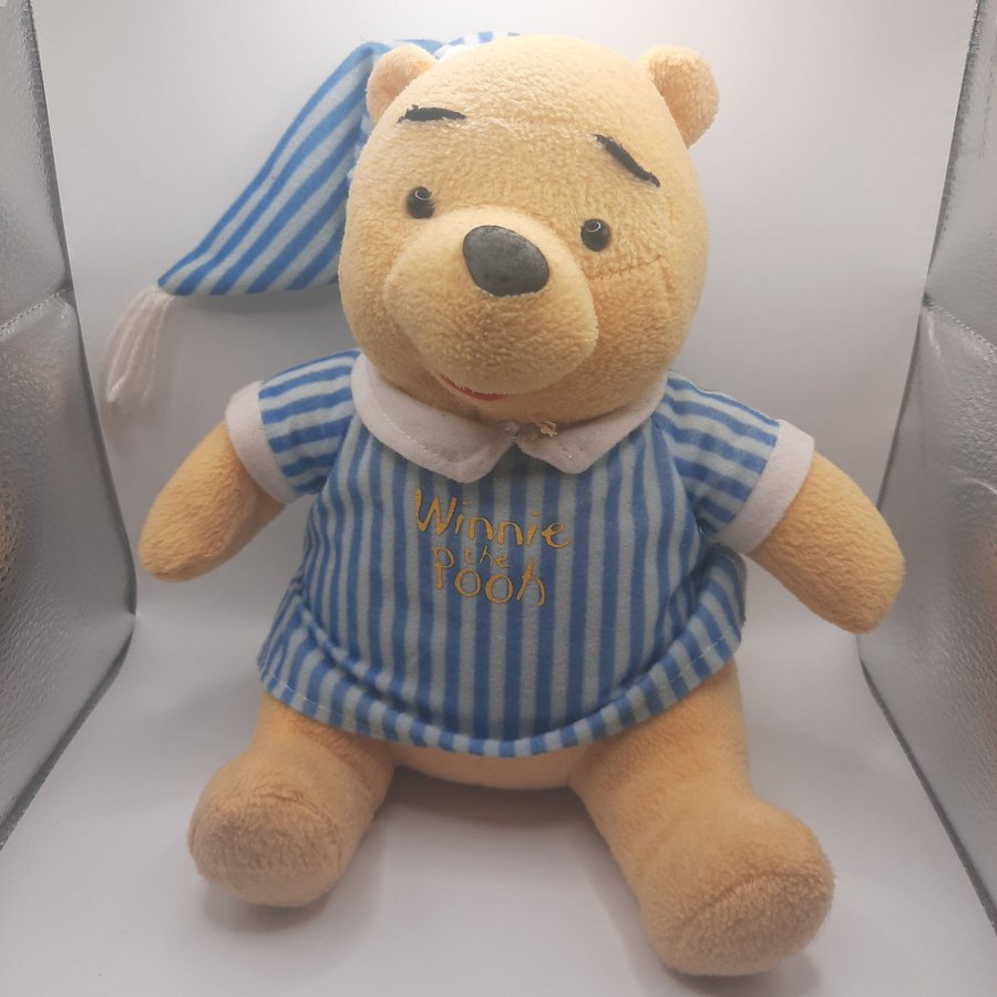Disney Winnie the Pooh Bear Blue Striped Pyjamas Plush Stuffed Animal