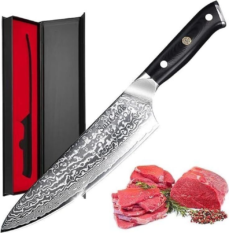 SanCook Damascus kökskniv professional chef's knife 8" blade