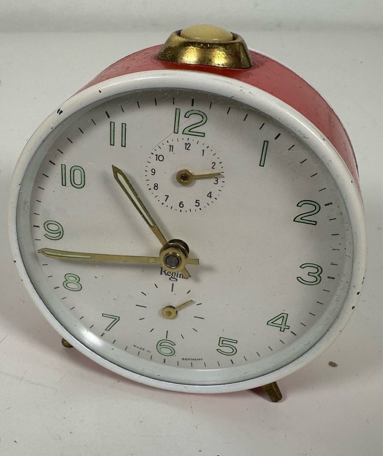 Vintage Väckarklocka Regina Röd Mechanical Alarm Clock Made in Germany