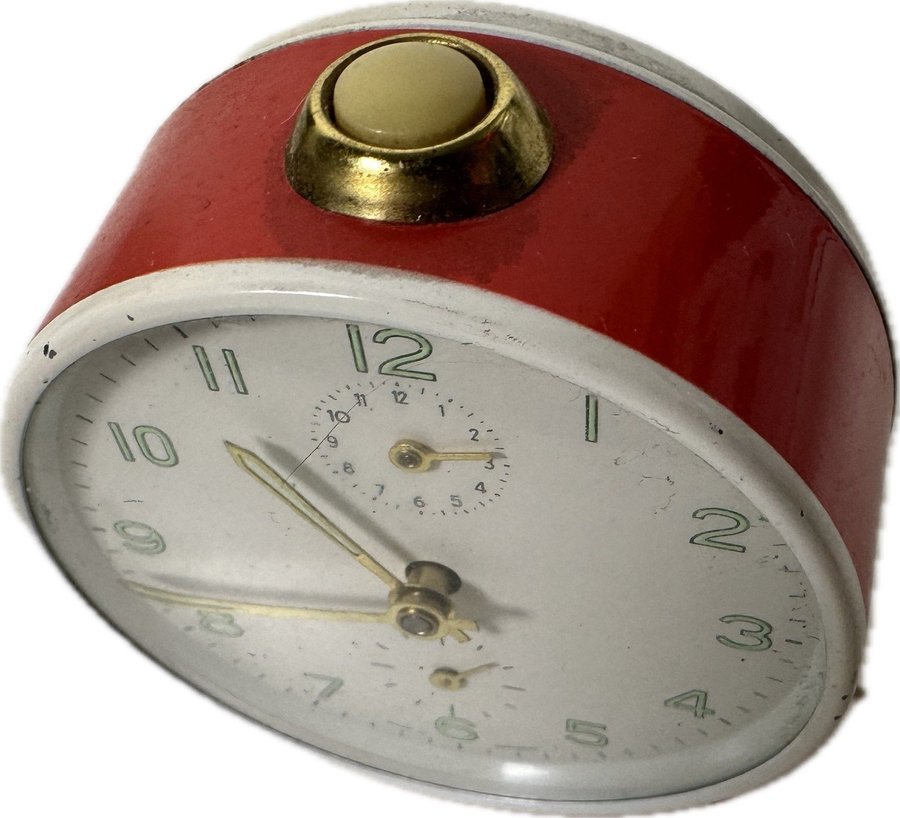 Vintage Väckarklocka Regina Röd Mechanical Alarm Clock Made in Germany