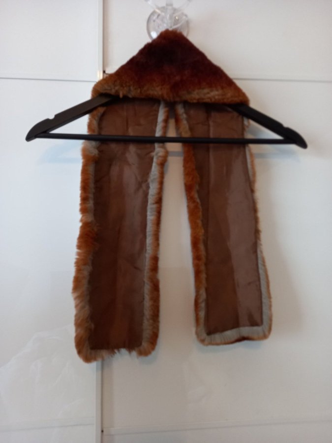 Vintage Brun äkta bäver pälskrage päls boa krage halsduk till jacka kappa