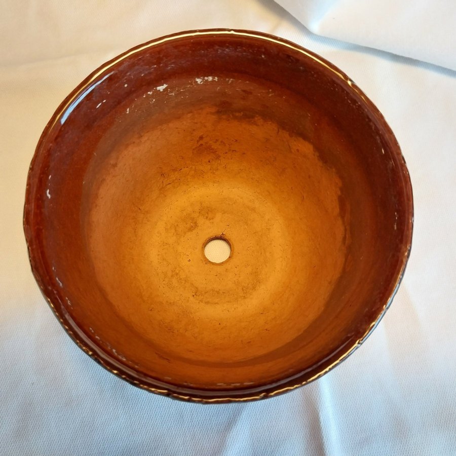 RETRO/VINTAGE Planteringskruka i brunglaserad keramik 1950/60-tal