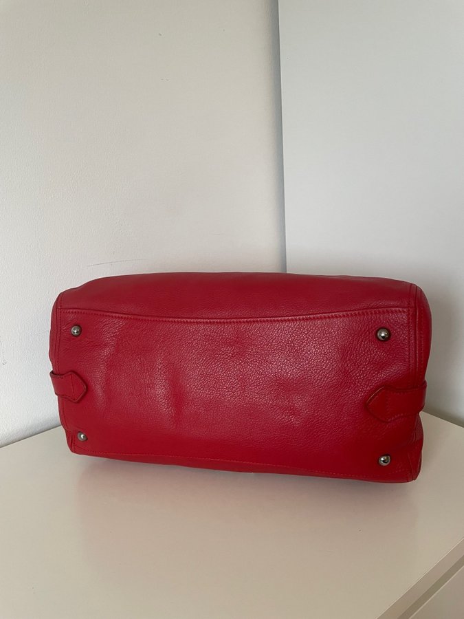 Miu Miu Leather Handbag in Red with Silver Tone Hardware