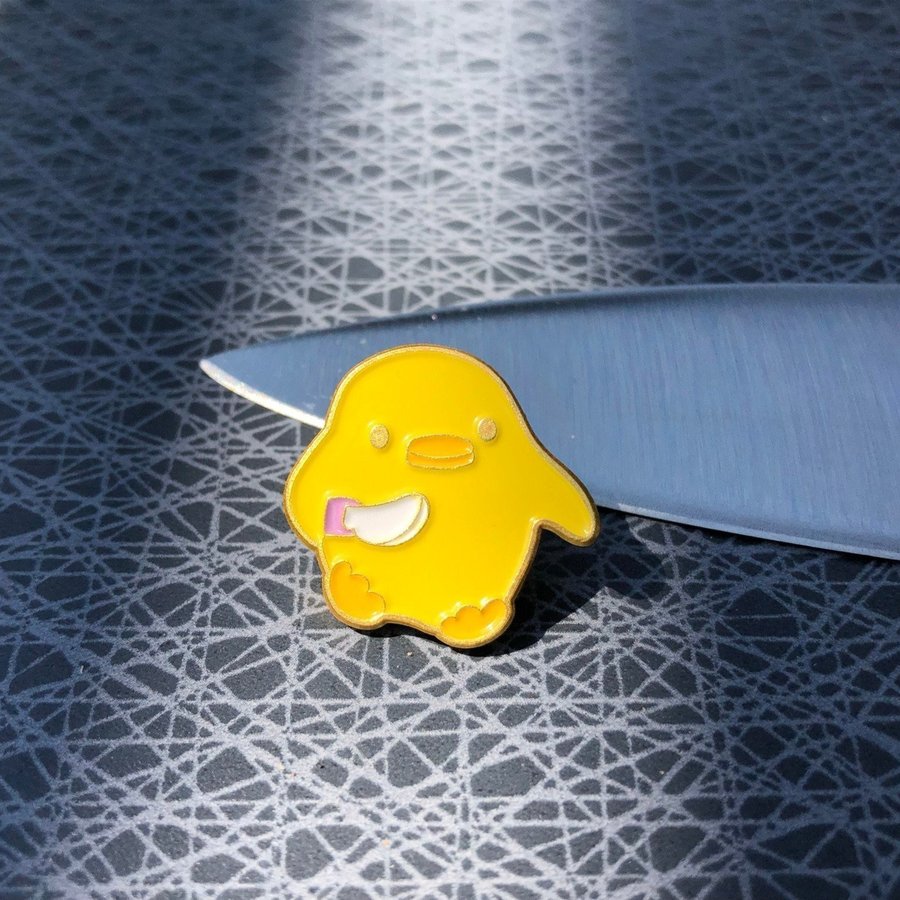 CUTE KNIFE CHICKEN Enamel Meme Pin | Funny Duck Pin | Cartoon Badge Brooche
