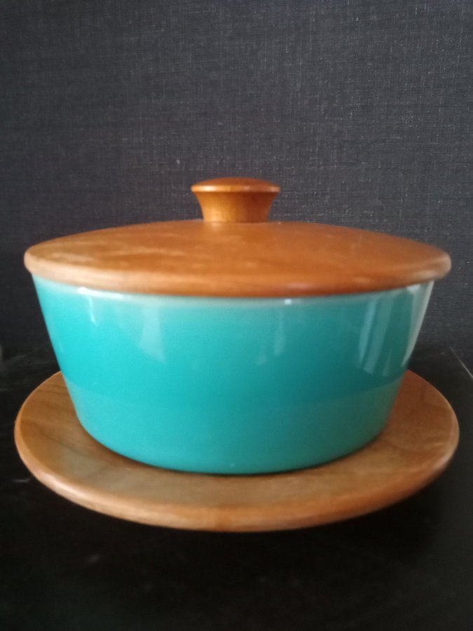 Retro vintage Jie keramik Sweden med teak fat och lock