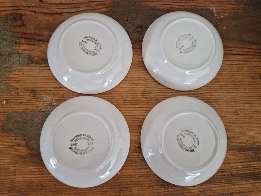 4 st coasters / fat STAFFORDSHIRE BROADHURTS England RETRO VINTAGE oanvända