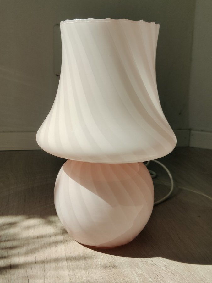 Small Authentic Italian Pink Mushroom 70's Murano Table Lamp