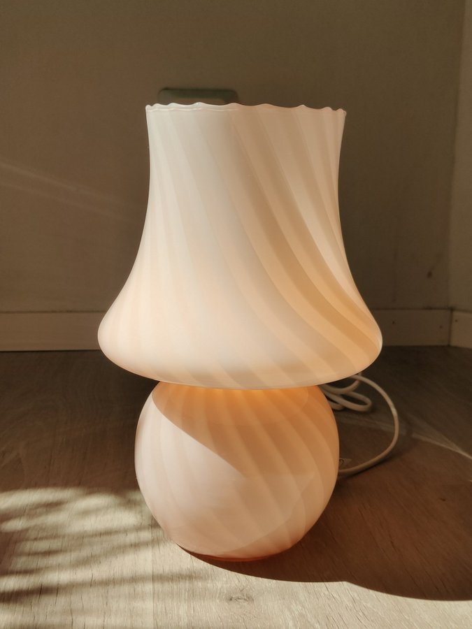 Small Authentic Italian Pink Mushroom 70's Murano Table Lamp