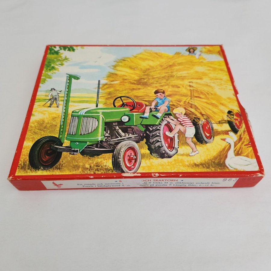 Retro Wooden Puzzle Green Tractor Children Hay  Ducks