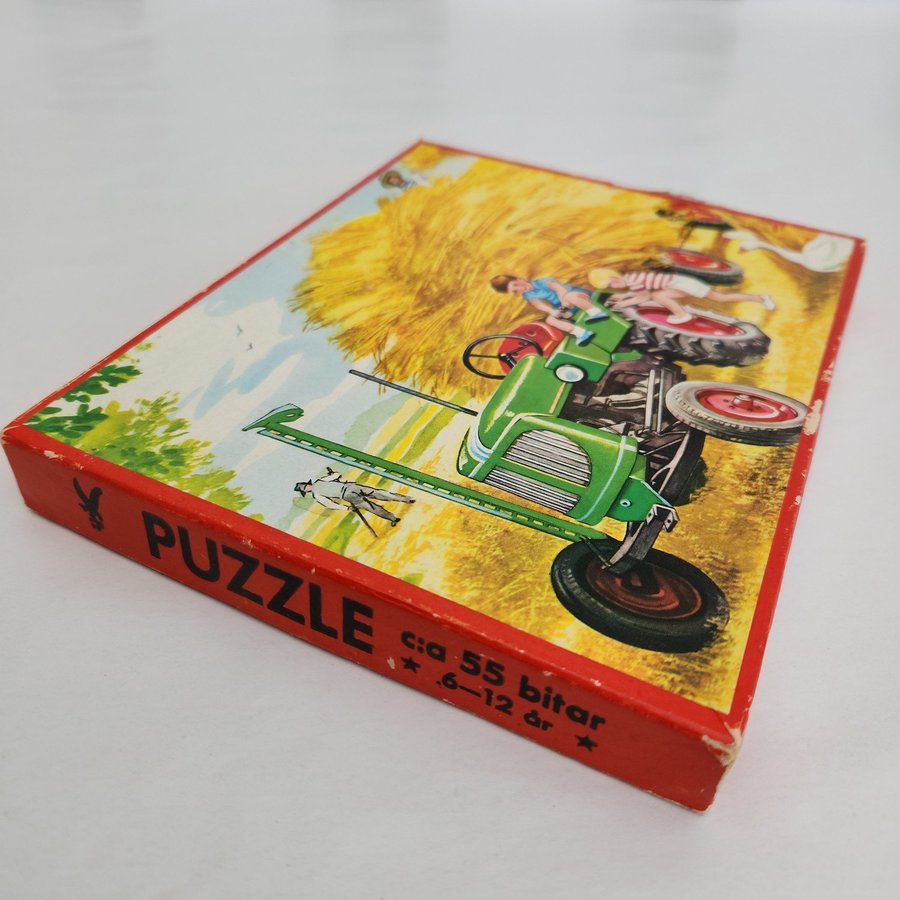 Retro Wooden Puzzle Green Tractor Children Hay  Ducks