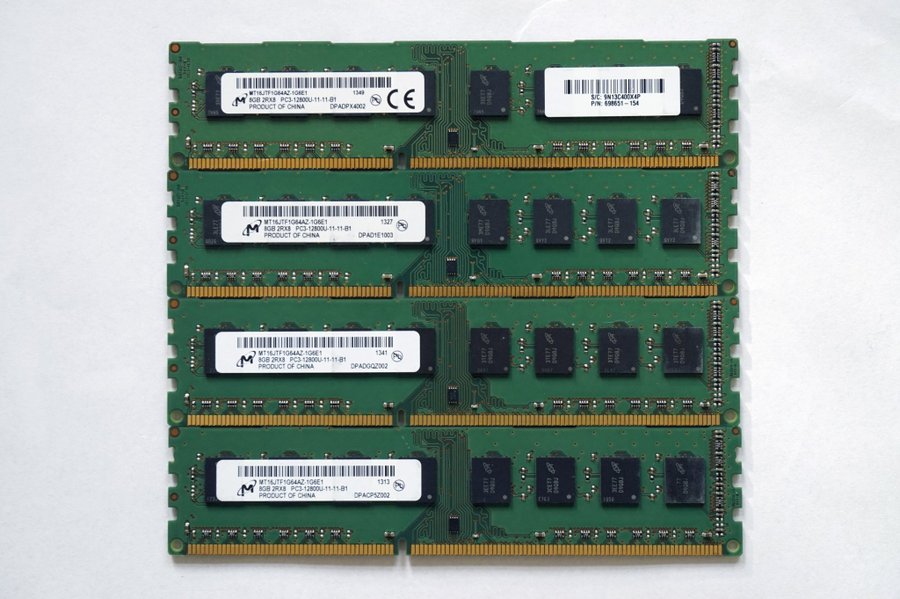 32GB (4x8GB) Micron DDR3-1600 PC3-12800U till Dell HP Lenovo mflr