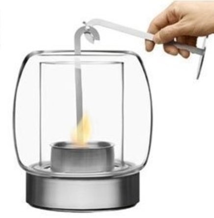 Iittala Öppen Inomhus Eld 'Kaasa Rökfri Fireplace' Stainless  Munblåst Kristall