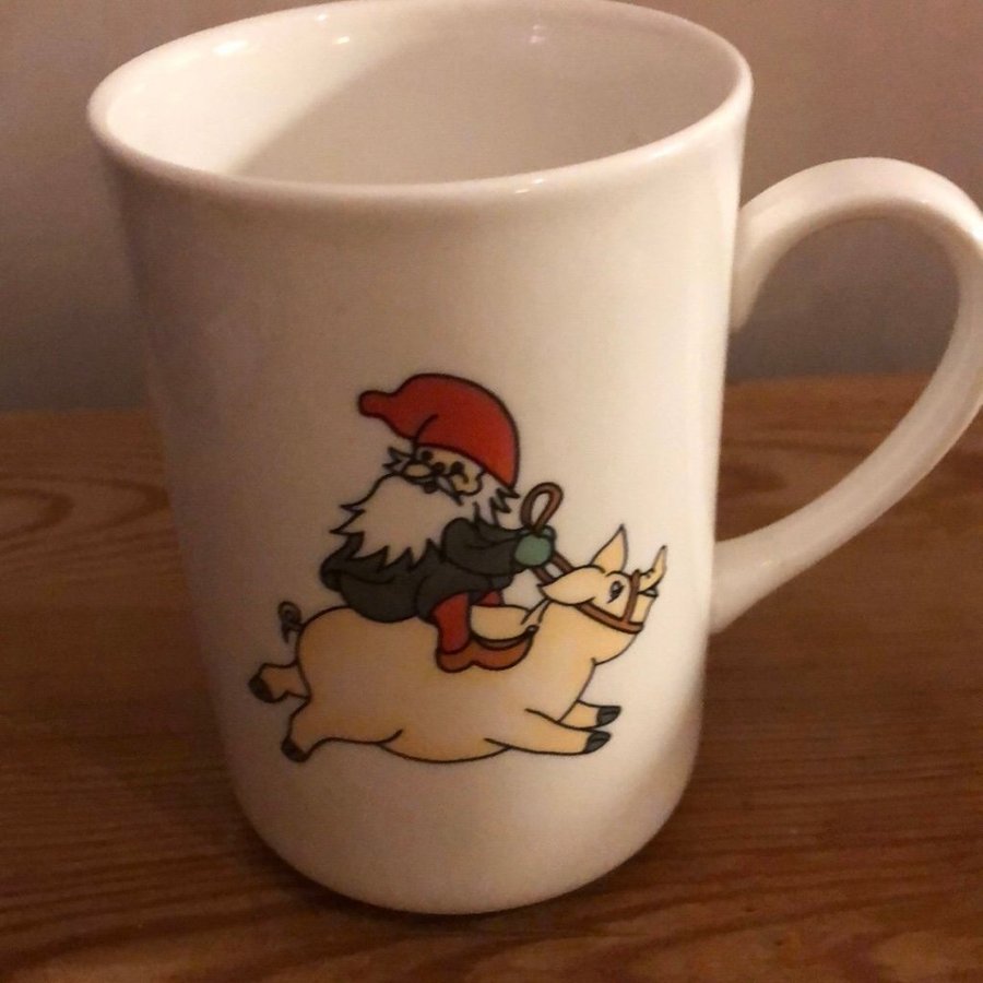 Tomte på gris mugg Rolf Bergh fint skick