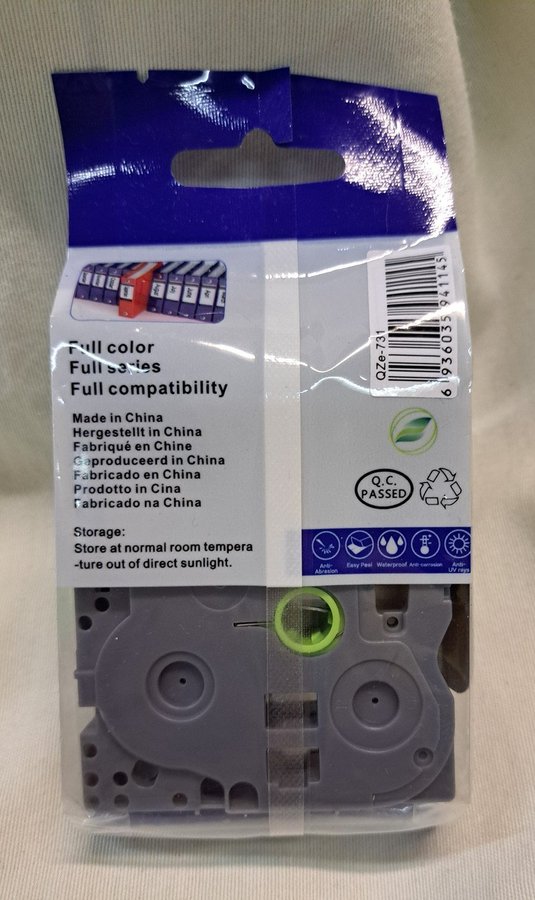 Compatible Laminated QZe-731 Labelling Tape Cassette Green Tape