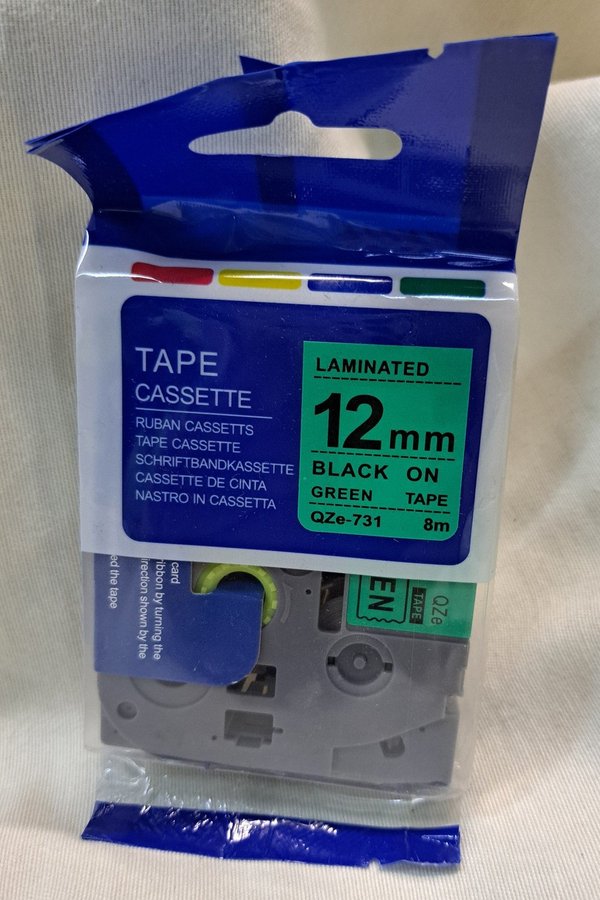 Compatible Laminated QZe-731 Labelling Tape Cassette Green Tape