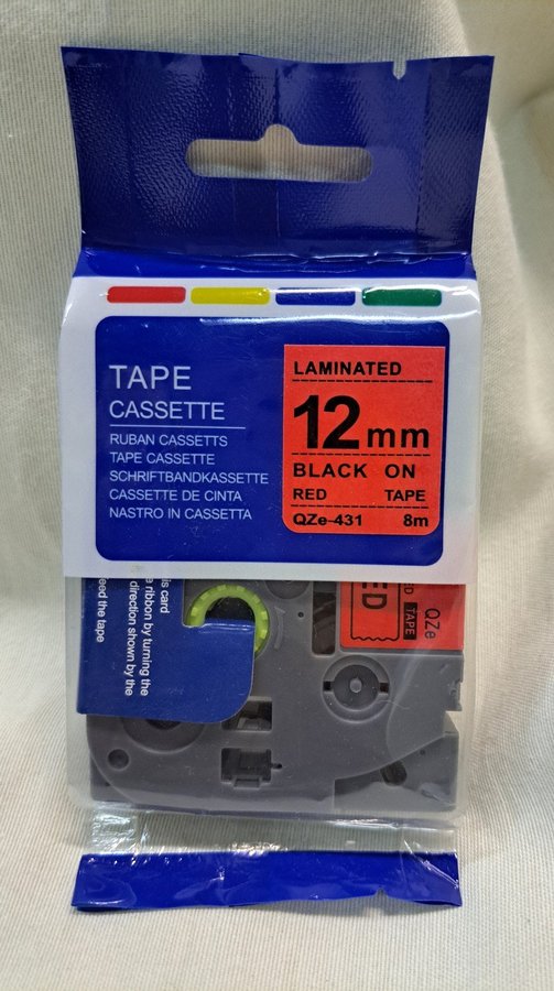 Compatible Laminated QZe-431 Labelling Tape Cassette Red Tape