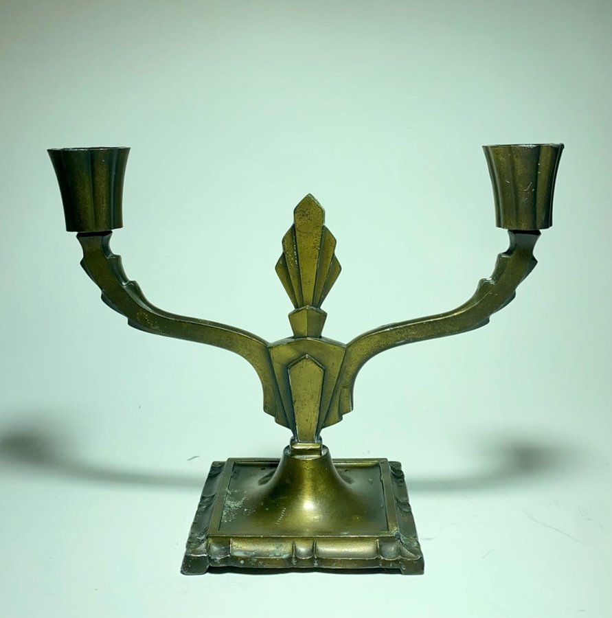 Art Deco ljusstake Stjärnmetall brons