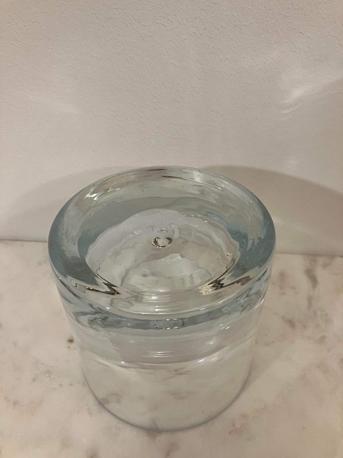 Stor ljuslykta glas eller skål(osäker)i glas med bubbla i botten