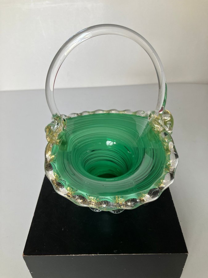 Vintage Italiensk MURANO glas korg
